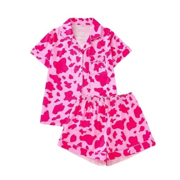 Emy Dola Silk Satin Pajama Set for Women 2 Piece Lounge Pjs Winter Matching Summer Sleepwear Button Down Shirt Shorts S-2XL