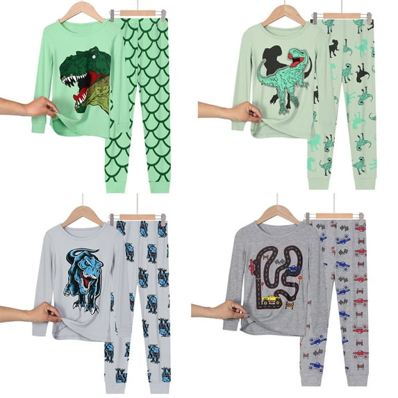 Emy Dola Toddler Boys Long Sleeve Dinosaur Pajamas Sets With Mathing Long Pants For 3-9 Years Boy Kids Sleepwear Pjs Set