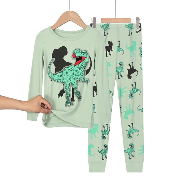 Emy Dola Toddler Boys Long Sleeve Dinosaur Pajamas Sets With Mathing Long Pants For 3-9 Years Boy Kids Sleepwear Pjs Set