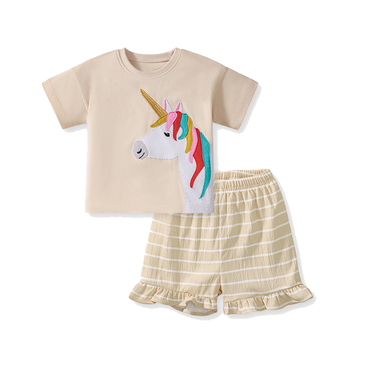 Hvididan Girls' Summer Tie-Dye Outfit Set - Cute T-Shirt & Elastic Waist Shorts With Pockets (2-Piece) - View #2