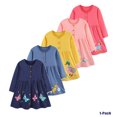 thumbnail image 1 of Emy Dola Toddler Girls Button Down Collar Long Sleeve Dresses 2-7 Years Kids Butterfly Rabbit Applique Dot Casual Cotton Party Christmas Jersey Dress, 1 of 8