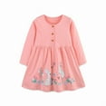 thumbnail image 1 of Emy Dola Toddler Girls Button Down Collar Long Sleeve Dresses 2-7 Years Kids Butterfly Rabbit Applique Dot Casual Cotton Party Christmas Jersey Dress, 1 of 7