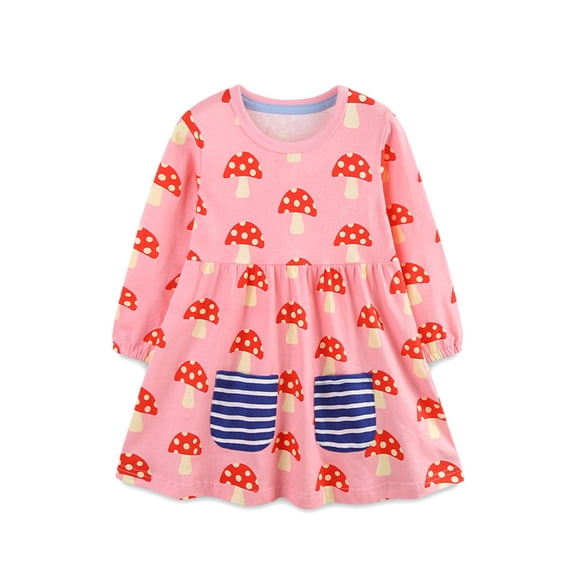 Emy Dola Toddler Girls Long Sleeve Applique Dress Fall Winter Cotton Jersey Dresses 2-7 Years Kids Christmas Cake Dress