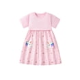 thumbnail image 1 of Emy Dola Toddler Girls Short Sleeve Dress Cotton Casual Spring Summer Easter Applique Playwear Dresse For 2-8 Yeras, 1 of 7