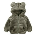 thumbnail image 1 of Emy Dola Toddler Kids Fleece Hooded Jacket Coat with Ears Zipper Lightweight Long Sleeve Thick Warm Outerwear For 1-7 Years Boy Girls, 1 of 5