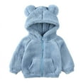 thumbnail image 1 of Emy Dola Toddler Kids Fleece Hooded Jacket Coat with Ears Zipper Lightweight Long Sleeve Thick Warm Outerwear For 1-7 Years Boy Girls, 1 of 4
