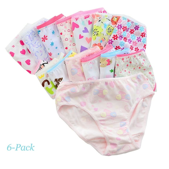 Emy Dola Toddler Soft Cotton Underwear Baby Panties Little Girls' 6-Pack Assorted Briefs-Random Cartoon and Floral