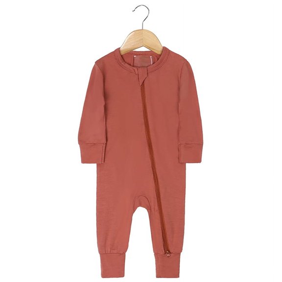Emy Dola Unisex Baby Bamboo Viscose Pajamas Rompers with Mitten Cuffs Infant Boys Girls 2-way Zippers Long Sleeve Sleepwear One-piece