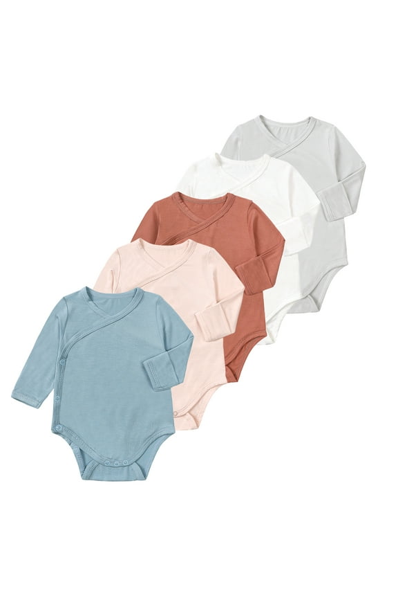 Unisex Baby Long Sleeve Side-Snap Bodysuit Onesies Mitten Cuff Rompers For 0-24M Newborn Infant Girls and Boys