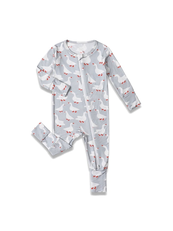 Viscose From Bamboo Baby Footie Romper One-Piece Convertible Newborn Sleep 'N Play Jumpsuit for Baby Girl Boys Long Sleeve Zipper Onesie