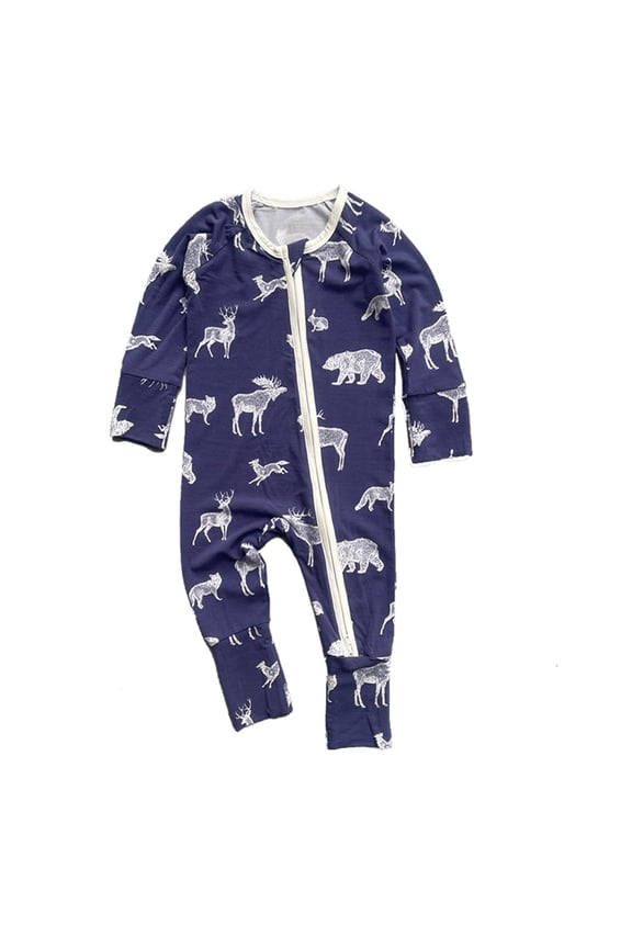 Viscose from Bamboo Baby Pajamas Boys Mittens Cuff 2 Way Zipper Soft Footless Sleeper Baby Boy One-Piece Romper