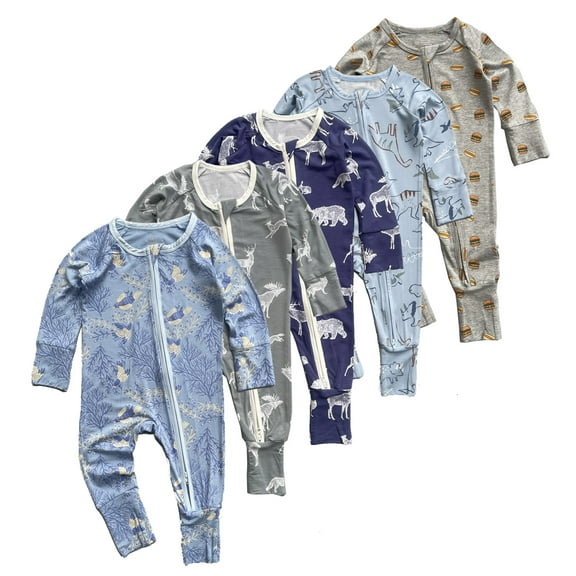 Emy Dola Viscose from Bamboo Baby Pajamas Boys Mittens Cuff 2 Way Zipper Soft Footless Sleeper Baby Boy One-Piece Romper