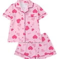 thumbnail image 1 of Emy Dola Womens Valentine's Day Pajamas Set Button Down 2 Piece Sleepwear Summer Short Sleeve Tops and Shorts Pjs Set S-2XL, 1 of 6