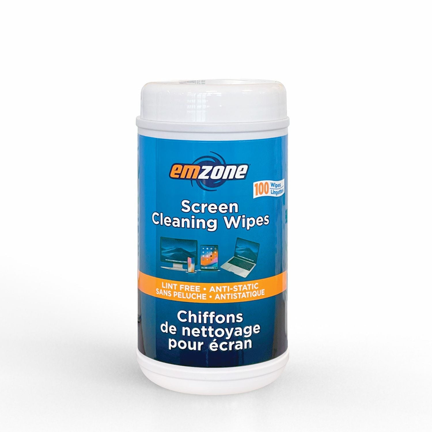 Emzone Screen Cleaning Wipes 100 Tub Tech Screens, TVs & Laptops Alcohol & Ammonia Free (47090