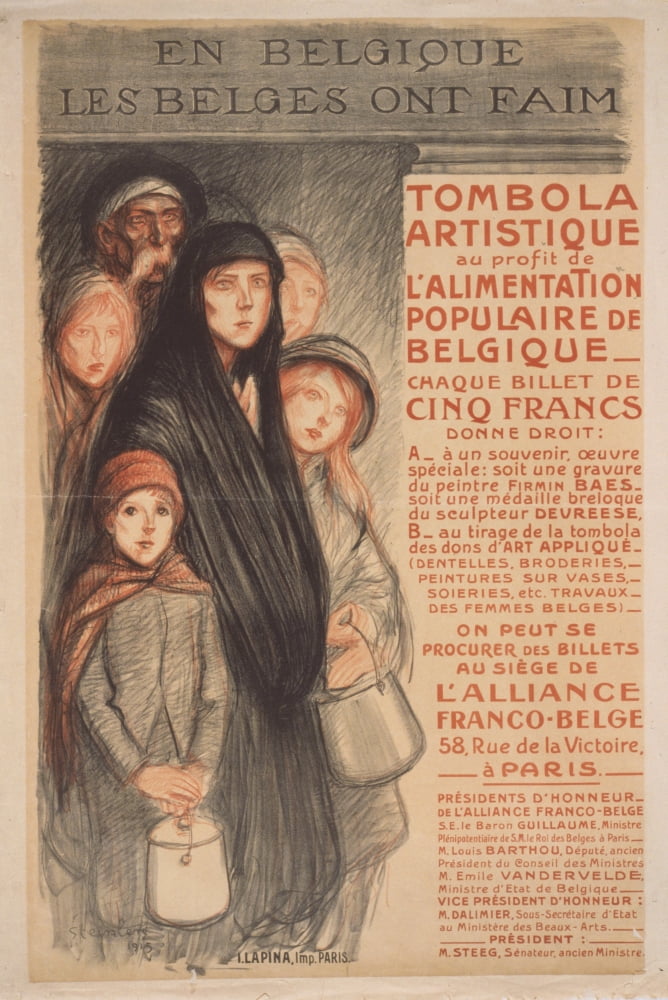 En Belgique les Belges ont faim 1915 Canvas Art - Thophile Steinlen (24 x 36)