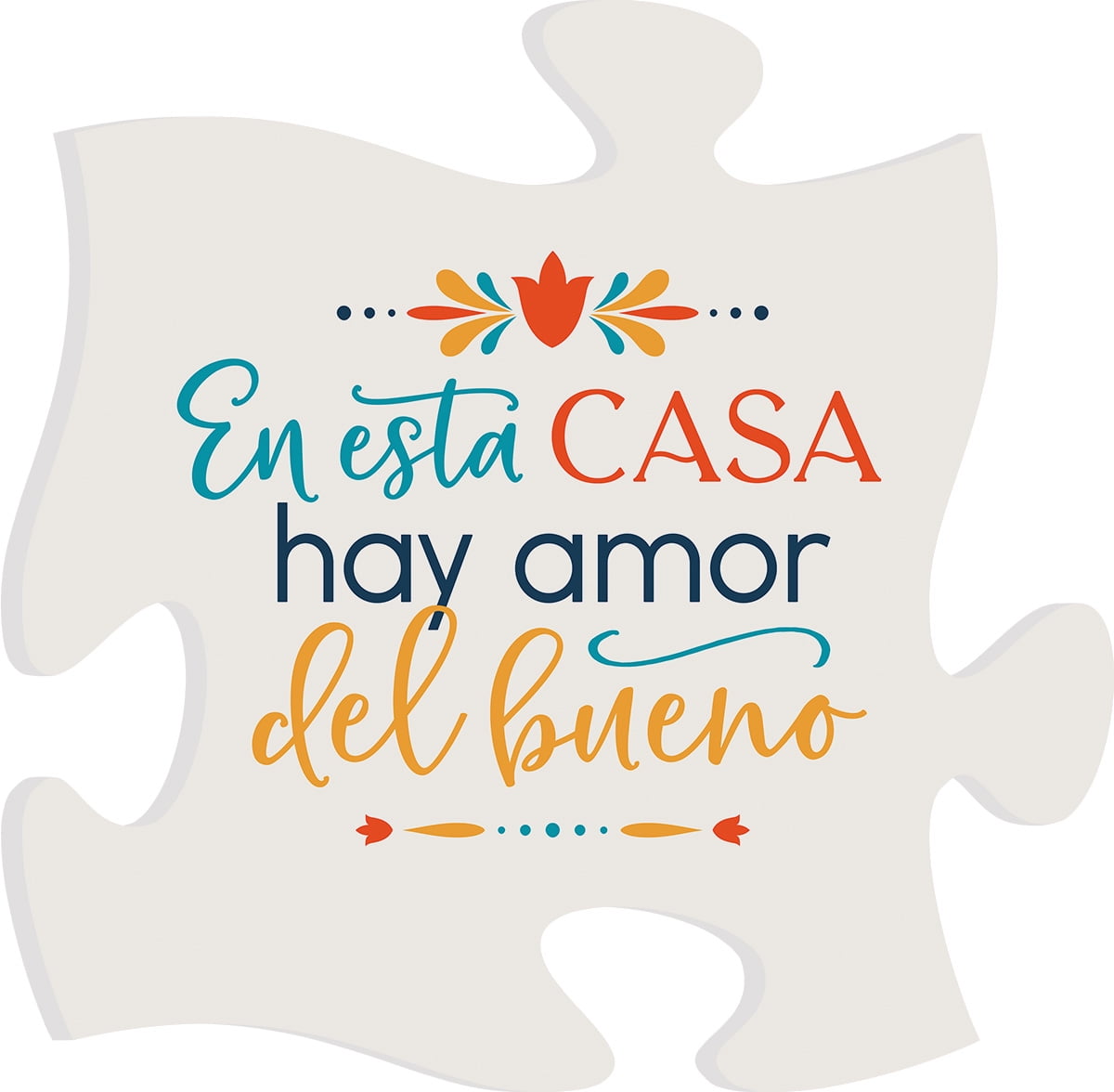 En Esta Casa Hay Amor Del Bueno Classic White 12 x 12 Wood Puzzle Wall Plaque