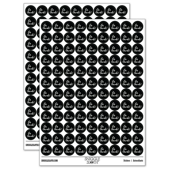 En Garde French Fencing Fencer Direction 200+ Round Stickers - Black - Gloss Finish - 0.50" Size