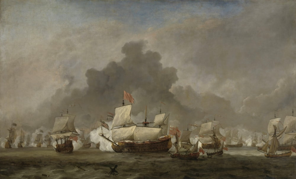 En Michiel Adriaensz De Ruyter And The Duke Of York On The Royal Prince During The Battle Of Solebay Canvas Art - (36 x 24)