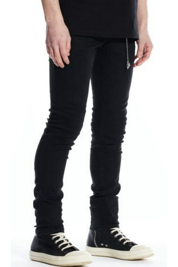 Men's Cash Black Skinny Fit Stretch Denim Jeans (40, Black)