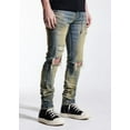 thumbnail image 1 of En Noir Men's Clash Sand Wash Rip & Repair Distressed Skinny Fit Denim Jeans (38, Sand Wash), 1 of 8