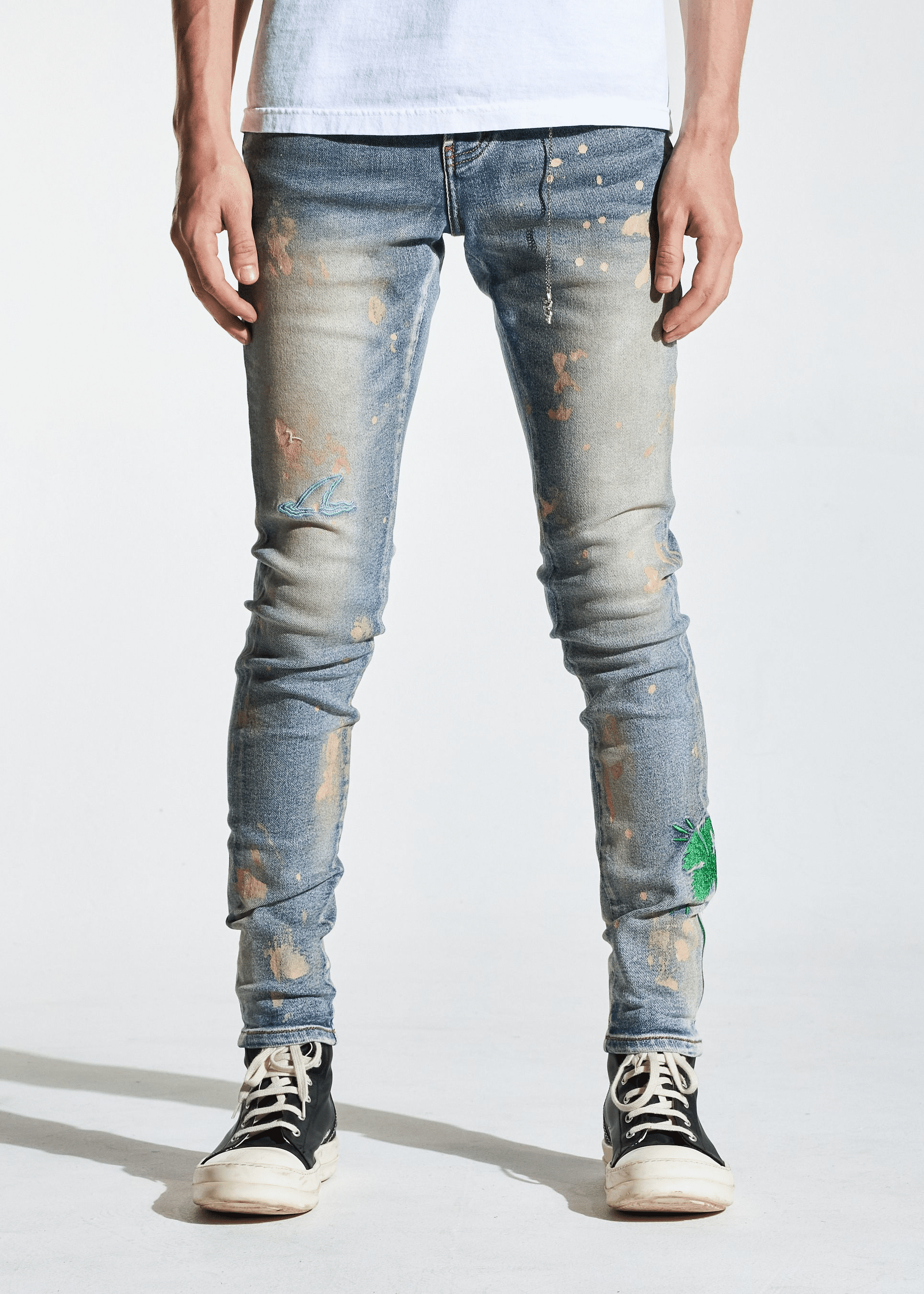 Men's Paint Splatter Dark Denim Jeans