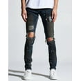 thumbnail image 1 of En Noir Men's Paint Splatter Rip & Repair Distressed Skinny Fit Denim Jeans (30, Dark Indigo), 1 of 8