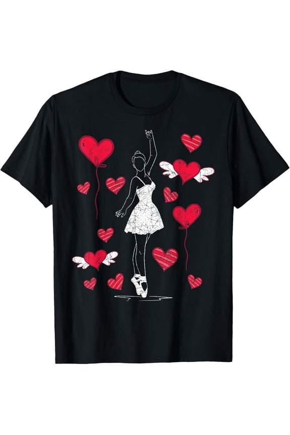 En Pointe Ballet Dancing Plie Chasse Jete Hearts Ballet T-Shirt