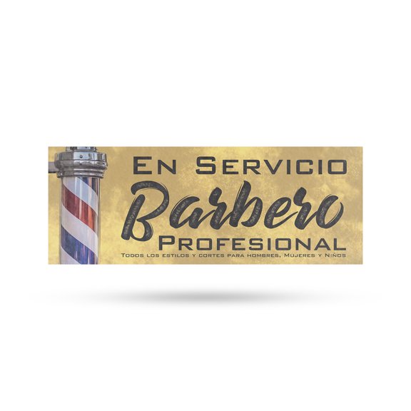 En Servicio Barbero Profesional Vinyl Decal 12 Inch x 5 Inch Weatherproof Heavy-Duty Adhesive Backing | Spanish Barber Sign, Grooming Services, Professional Look | Made in USA