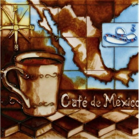 En Vogue B-283 Mexico Coffee Beans Map - Decorative Ceramic Art Tile - 8 in. x 8 in.