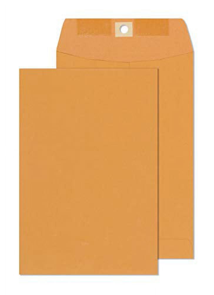 EnDoc Clasp Envelopes 15 Pack 6x9 Inch Brown Kraft Catalog with Clasp Closure & Gummed Seal