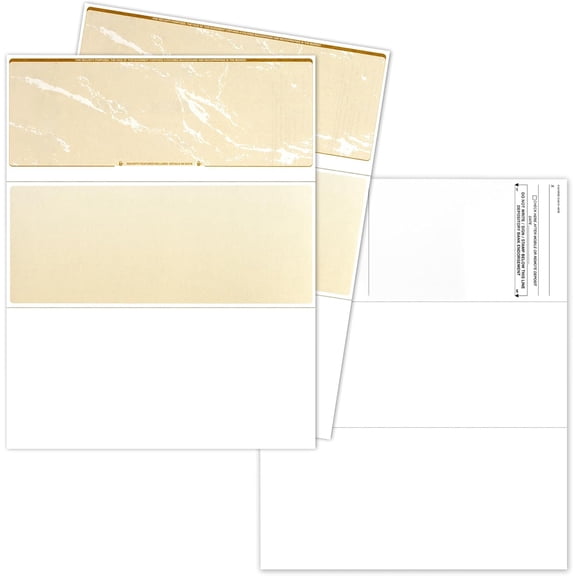 EnDoc Computer Check Paper - 50 Sheets - Business Checks on Top - Security Features & Laser Printer Compatible with Quickbooks Blank Check Stock - Marble Gold
