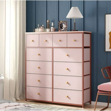 EnHomee 12 Drawers Dresser for Bedroom Tall Dressers & Chests of Drawers Bedroom Furniture,Pink