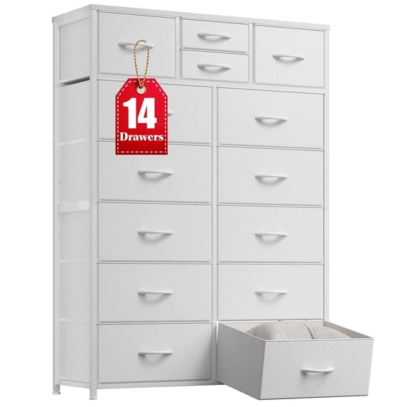 EnHomee 14 Drawer White Dresser for Bedroom, White