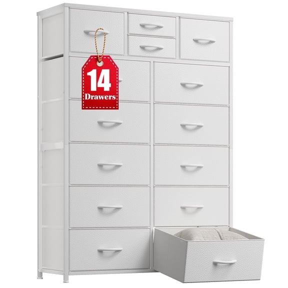 EnHomee 14 Drawer White Dresser for Bedroom, White