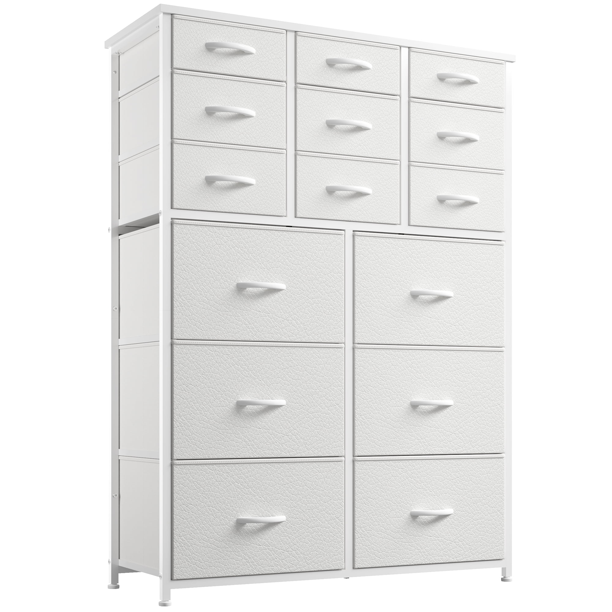 EnHomee Tall White Dresser, 15 Drawer Bedroom Storage Furniture with