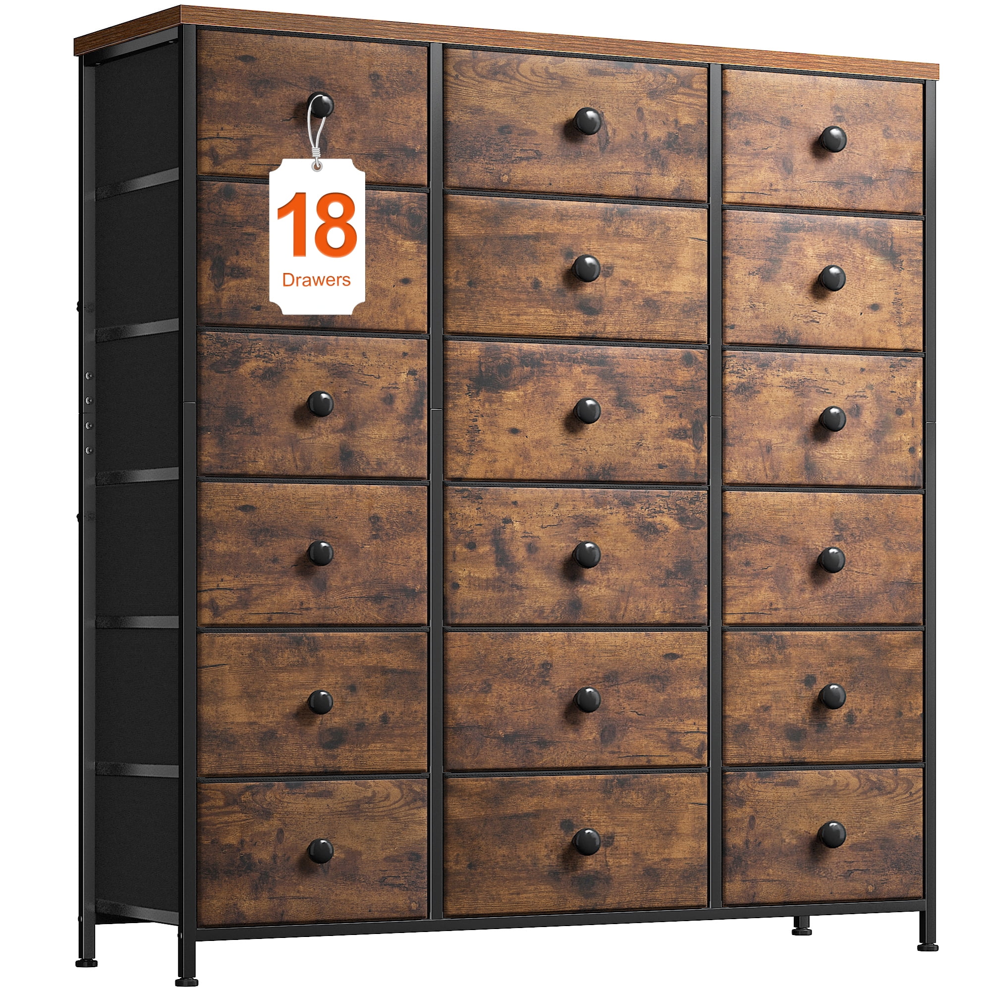 EnHomee 18 Drawer Dresser for Bedroom 57"H Tall Dressers & Chest of Drawers with Wooden Top