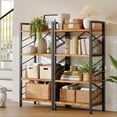 thumbnail image 1 of EnHomee 2 Pieces 4-Tier Industrial Bookcase with Metal Frame & Side Support, Compact Bookshelf for Bedroom, Home Office, Living Room Storage，Rustic Brown, 1 of 10
