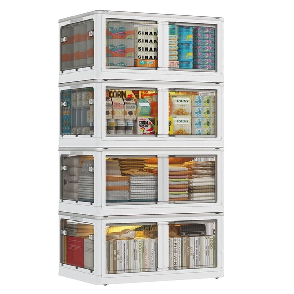 EnHomee 200QT Storage Bins with Lids Large Storage Containers Stackable Storage Bins with Doors and Wheels, Collapsible Storage Cabinet,Sturdy Plastic Storage Box with Lips ,Storage Organizers