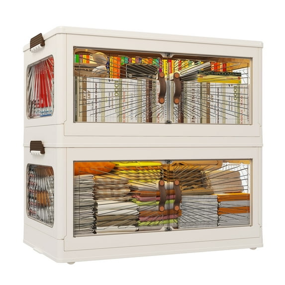 EnHomee 2PC Storage Bins with Lids & Wheels Collapsible Storage Bins for Bedroom Storage Containers 20 GAL/80 QT Plastic Stackable Storage Organizer for Closet