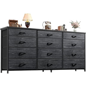 55" Long Dresser for Bedroom with 9 Big Drawers & 3 Small Drawers TV Stand for 60 inch TV Entertainment Center, Black