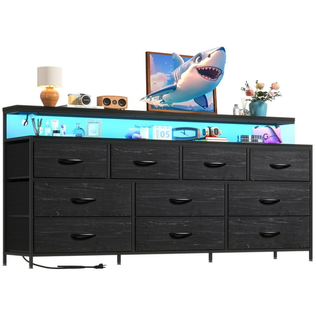 EnHomee 55"Wide Dresser for Bedroom with 10 Drawers Long dresser with