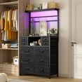 thumbnail image 1 of EnHomee 63" H Tall Dressers with 10 Drawers Dresser for Bedroom with Charging Station and LED Lights Fabric Dressers & Chests of Drawers with Open Shelves,Black, 1 of 7