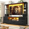 thumbnail image 1 of EnHomee 65" TV Stands for Living Room Entertainment Wall Unit with 11 Fabric Drawer TV Console Table with LED Lights & Power Outlets,Black, 1 of 8