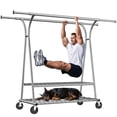 thumbnail image 1 of 78"W Heavy Duty Clothes Rack with Shelves 650LBS Rolling Clothing Racks for Hanging Clothes Collapsible Garment Rack, Chrome, 1 of 10