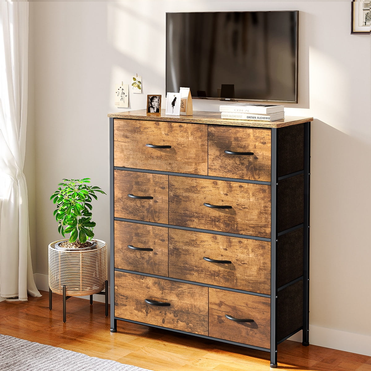 EnHomee 8 Drawer Bedroom Dresser for Storage Dressers&Chects of Drawers with Wooden veneer