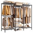 thumbnail image 1 of EnHomee Wire Garment Rack,Adjustable Metal Closet Organizer,Heavy Duty Clothes Rack with 4 Rods & 7 Storage Shelves,77"H x 69"W x 16"D,Black, 1 of 9