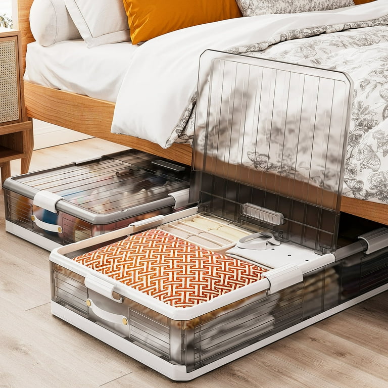Underbed plastic storage bins discount
