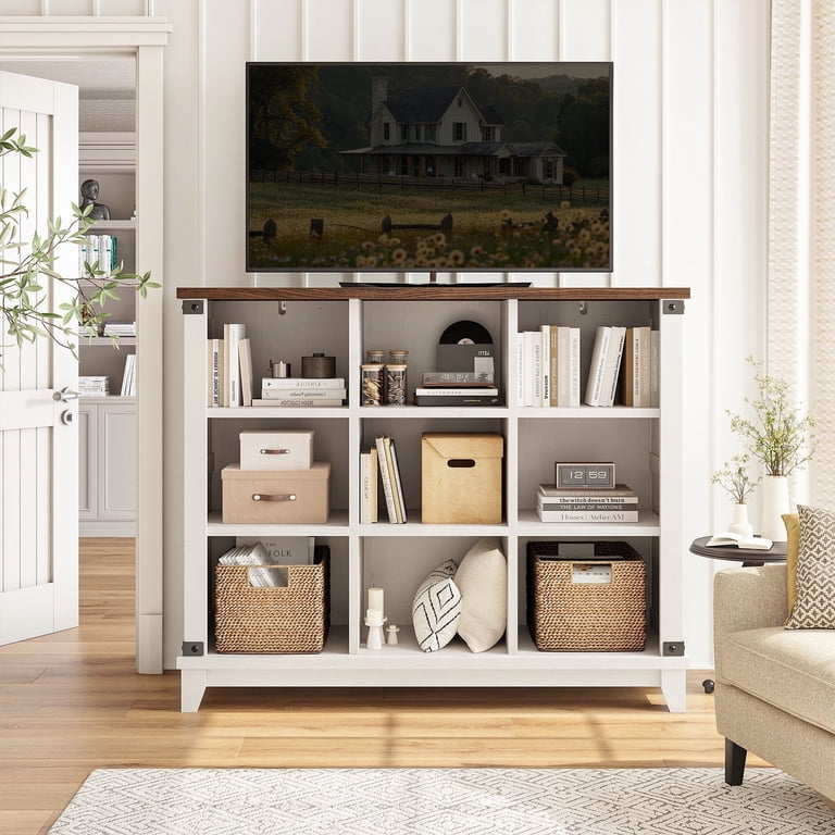 pepper-mint Qube ペパーミントキューブ シェルフ ホワイト EnHomee, Cube Organizer, 9-Cube Farmhouse Wood Storage, White