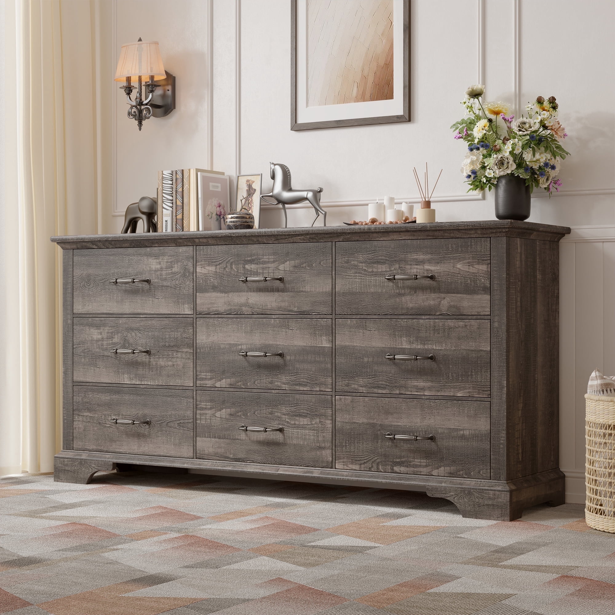 EnHomee 9 Drawer Dresser Wood Dresser for Bedroom Dressers&Chest of ...