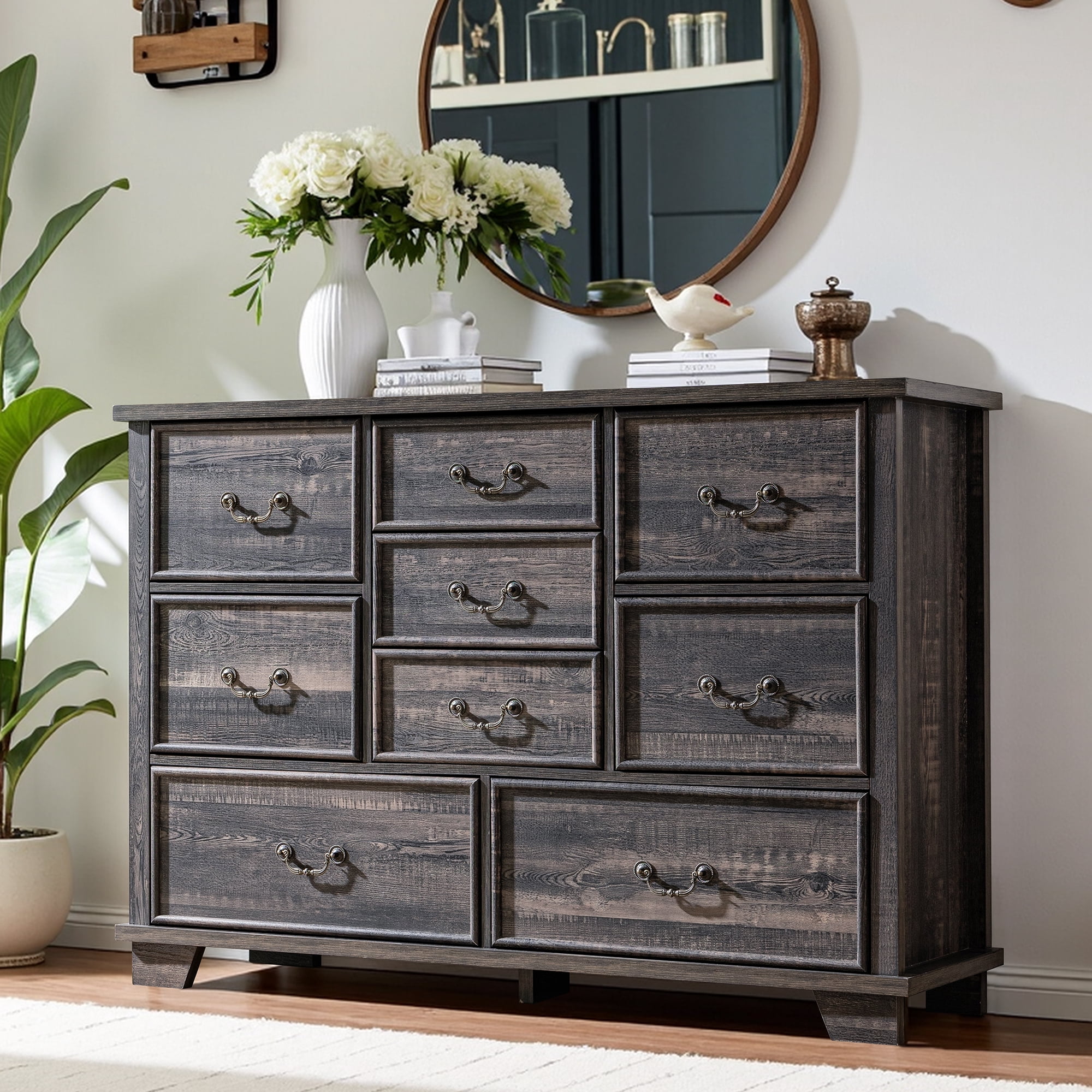 EnHomee 9 Drawers Dressers for Bedroom Wood Dresser&Chest of Drawers ...